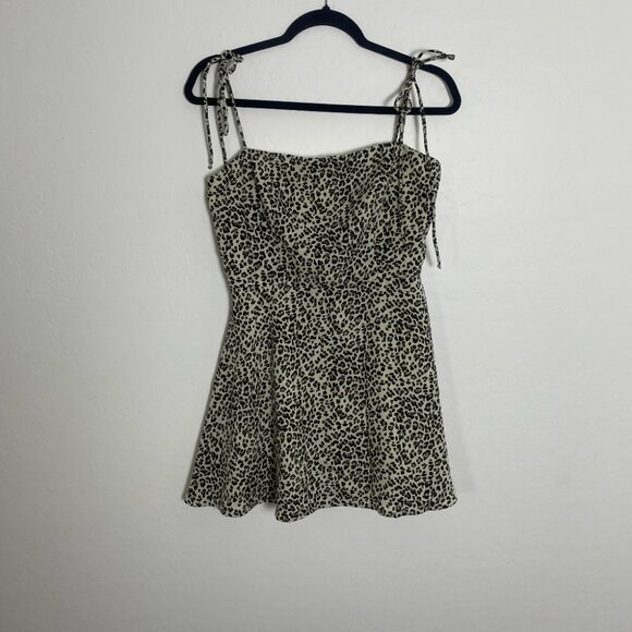 ⭐Leopard Cheetah Tie Top Babydoll Skater Chic Girly Classy Trendy Hip Mini Dress - Picture 4 of 9